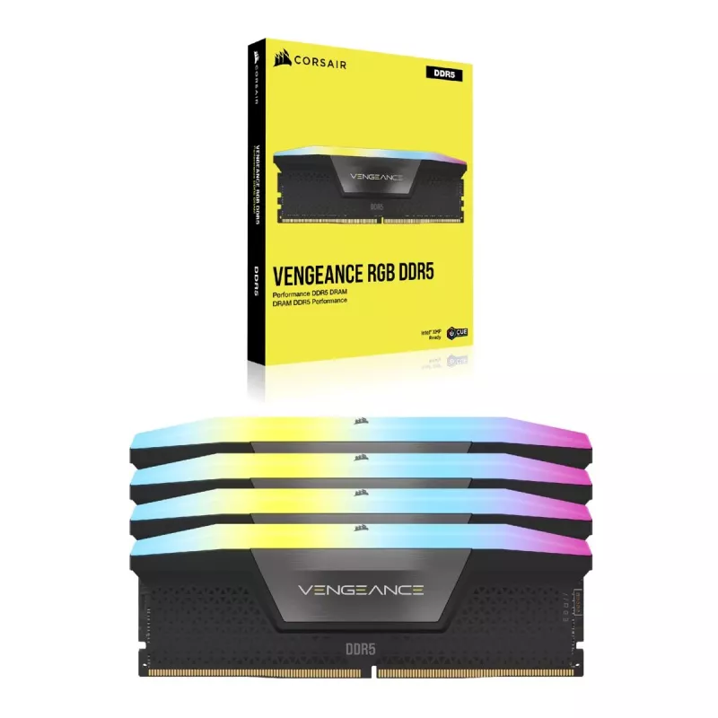 CORSAIR Vengeance 192 GB DDR5 RGB (4x48 GB) 5200 MHz CL38 atminties rinkinys – juodas