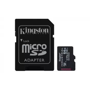 Kingston Technology 64GB microSDXC Industrial C10 A1 pSLC kortelė su SD adapteriu