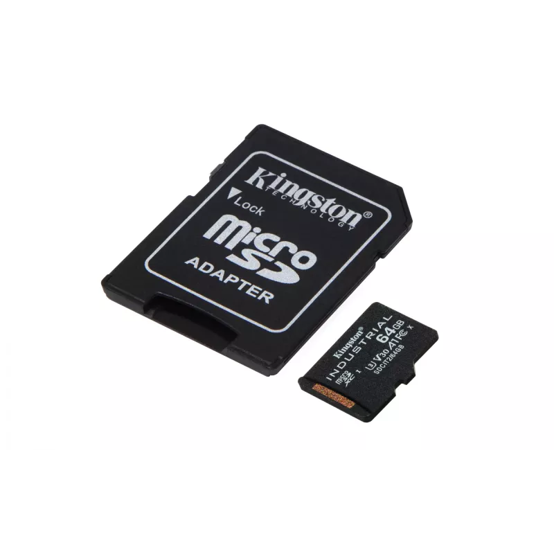 Kingston Technology 64GB microSDXC Industrial C10 A1 pSLC kortelė su SD adapteriu