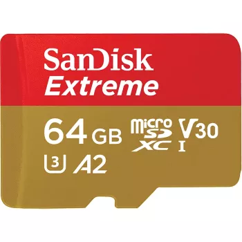 WESTERN DIGITAL Extreme microSDXC 64GB SD adapteris, skirtas veiksmo kameroms ir dronams, 170MB/s skaitymas, 80MB/s rašymas, A2, C10, V30, UHS-I, U3