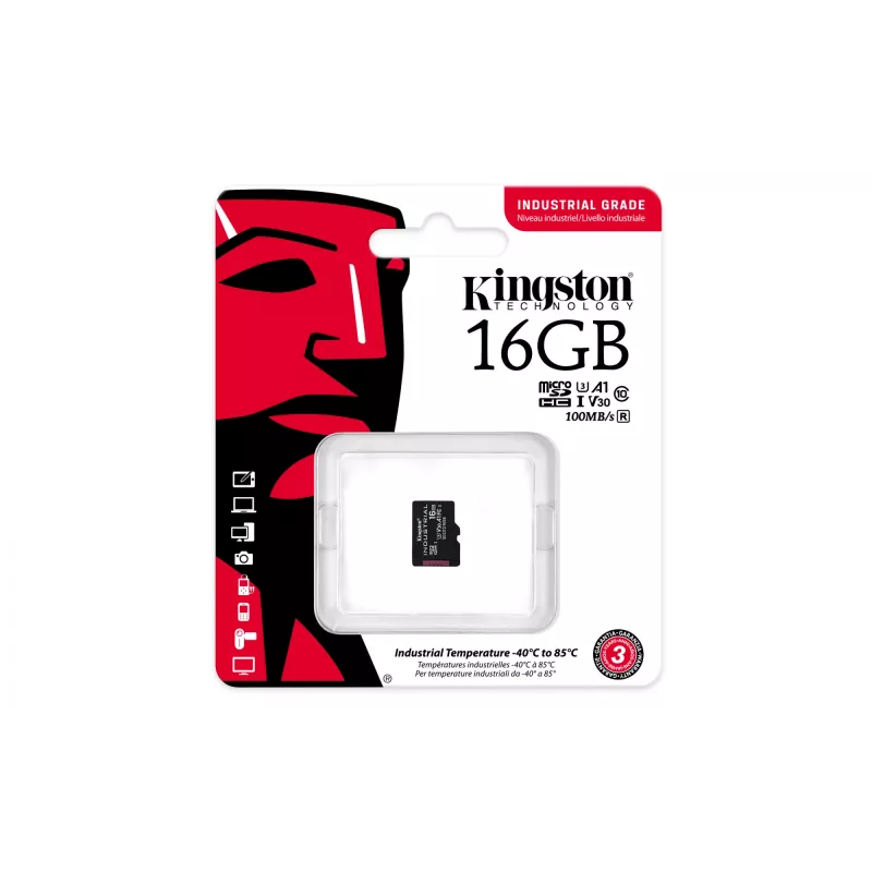 Kingston Technology 16GB microSDHC pramoninė C10 A1 pSLC kortelė be adapterio