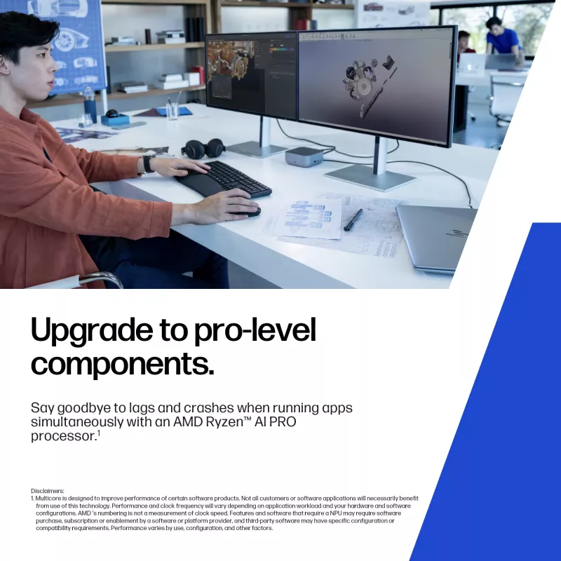 HP ZBook 8 G1ak Copilot+ PC AMD Ryzen AI 7 PRO 35,6 cm (14 colių) WUXGA 32 GB DDR5-SDRAM Wi-Fi 7 (802.11be) Windows 11 Pro AI darbo stotis, AI kompiuteris