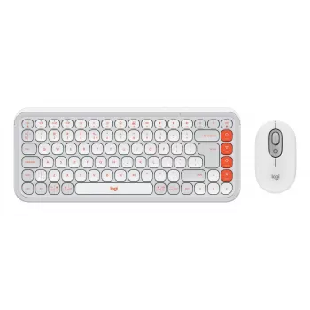 Logitech POP Icon Combo belaidė klaviatūra ir pelė, QWERTY US International, oranžinė-balta