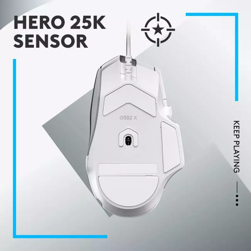 LOGITECH G502 X žaidimų pelė – USB – balta