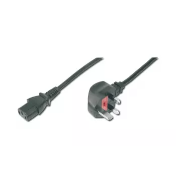 DIGITUS maitinimo laidas su UK kištuku 90° kampu - C13 M/F 2m H05VV-F3G 1,00 mm² 5A juodas