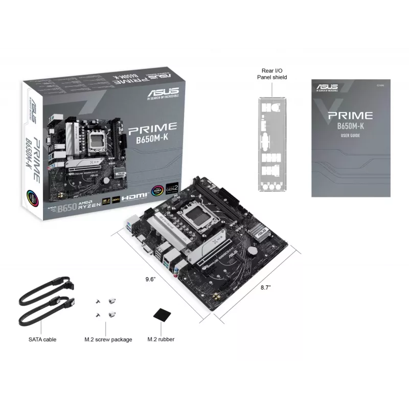 ASUS PRIME B650M-K pagrindinė plokštė AMD B650 Socket AM5 micro ATX
