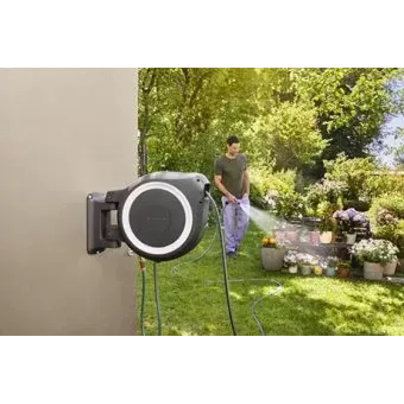 Sieninis žarnos būgnas Gardena RollUp Automatic juodai pilkas