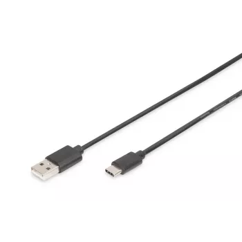 DIGITUS ASSMANN USB Type-C laidinis kabelis, C tipo kištukas į A tipo kištuką, 1 m, 3A, 480 Mbps, USB 2.0, juodos spalvos