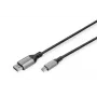 DIGITUS mini DP į DP 8K 60Hz laidas, DP 1.4, aliuminio korpusas, juodas, 2m
