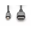 DIGITUS mini DP į DP 8K 60Hz laidas, DP 1.4, aliuminio korpusas, juodas, 2m