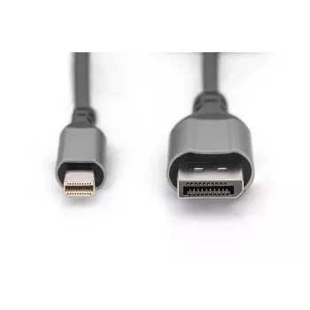 DIGITUS mini DP į DP 8K 60Hz laidas, DP 1.4, aliuminio korpusas, juodas, 2m