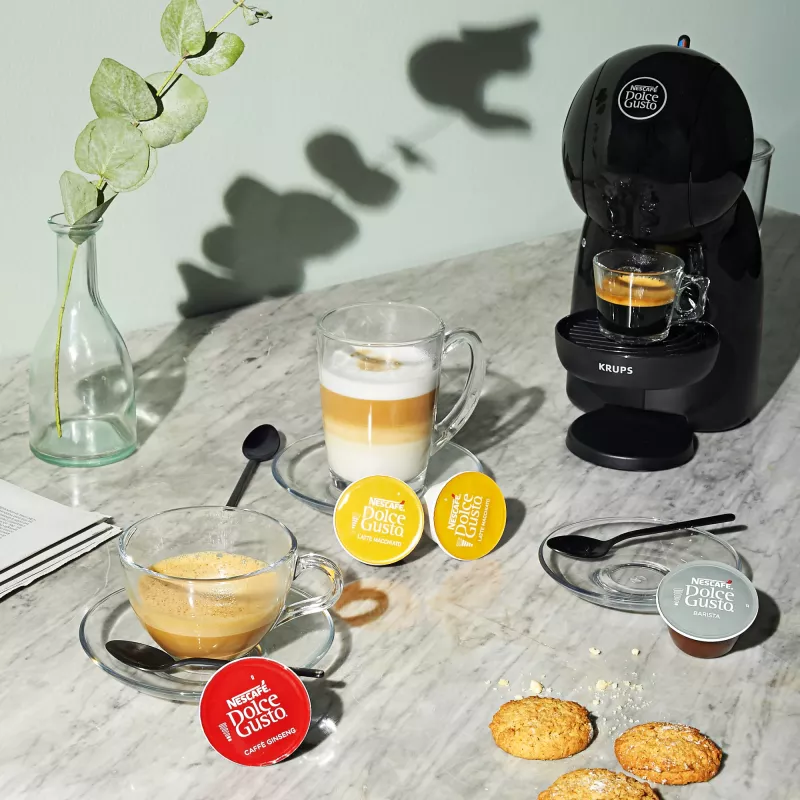 Kavos aparatas KRUPS Piccolo XS KP1A3B, 0,8 L vandens talpa, Dolce Gusto kapsulėms, 1600 W, stalviršinis, juodas