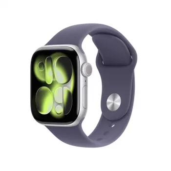APPLE Watch Series 11 GPS + Cellular 42 mm sidabrinis aliuminio korpusas su purpurinio rūko sportine juostele S/M