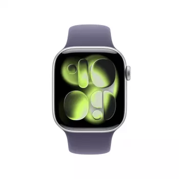APPLE Watch Series 11 GPS + Cellular 42 mm sidabrinis aliuminio korpusas su purpurinio rūko sportine juostele S/M