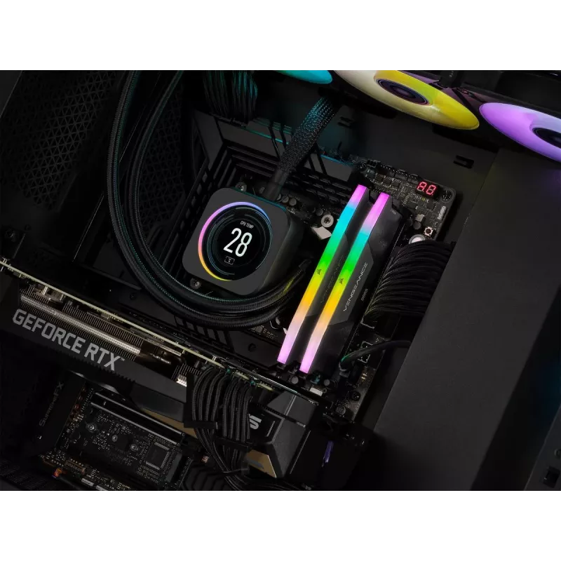 Corsair Vengeance RGB 32 GB (2x16 GB) DDR5-6000 CL38 RAM rinkinys, juodos spalvos