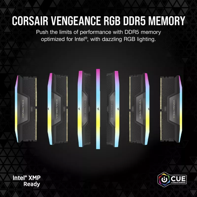 Corsair Vengeance RGB 32 GB (2x16 GB) DDR5-6000 CL38 RAM rinkinys, juodos spalvos