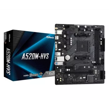 ASRock pagrindinė plokštė A520M-HVS AM4 AMD A520 2x DDR4 USB 3.2 SATA 3 7.1ch HD Audio mATX