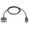 DIGITUS adapterinis kabelis DisplayPort į DVI (24+1) M/M, 2 m su užraktu, DP 1.2 suderinamas, CE, juodas