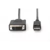 DIGITUS adapterinis kabelis DisplayPort į DVI (24+1) M/M, 2 m su užraktu, DP 1.2 suderinamas, CE, juodas