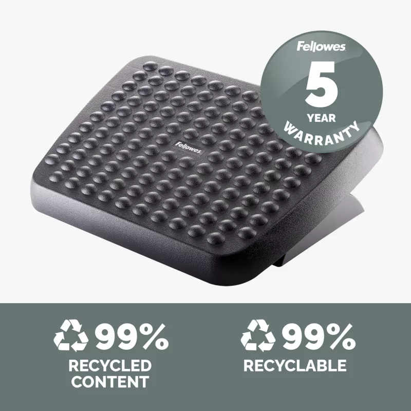 Pėdų atrama Fellowes Standard ergonominė po stalu, juoda, reguliuojamo aukščio, 330 mm plotis