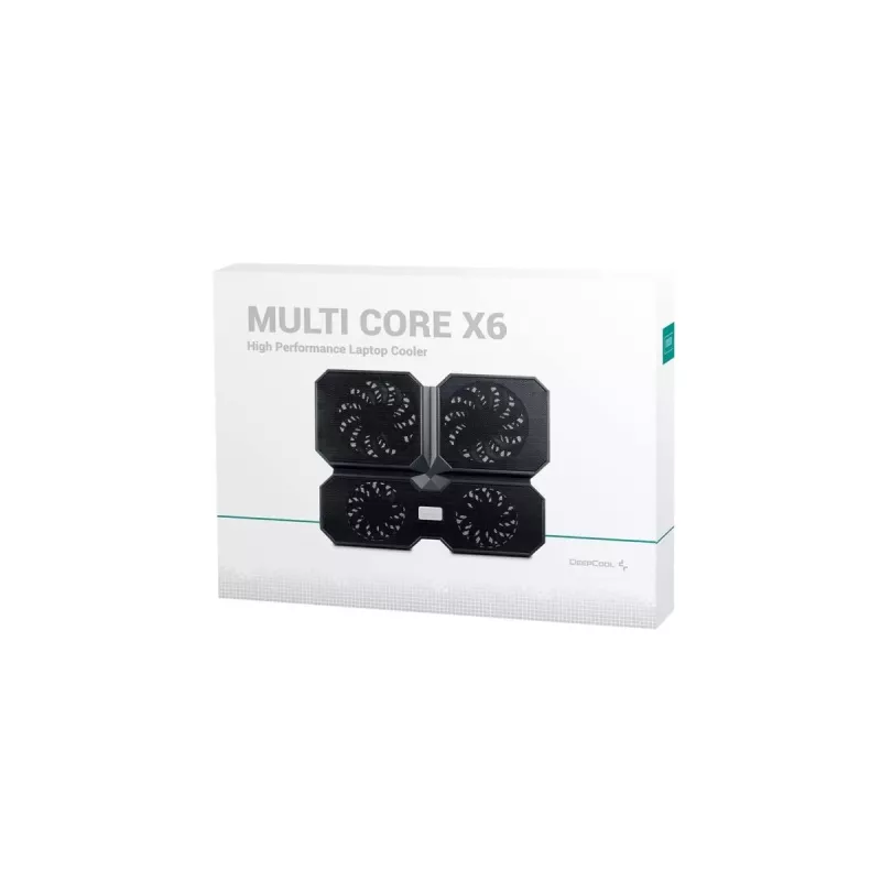 Aušinimo stovas DeepCool MULTI CORE X6 – 4 ventiliatoriai, 15,6 col. nešiojamiesiems kompiuteriams, USB maitinimas, 380×295×24 mm, 2 USB prievadai