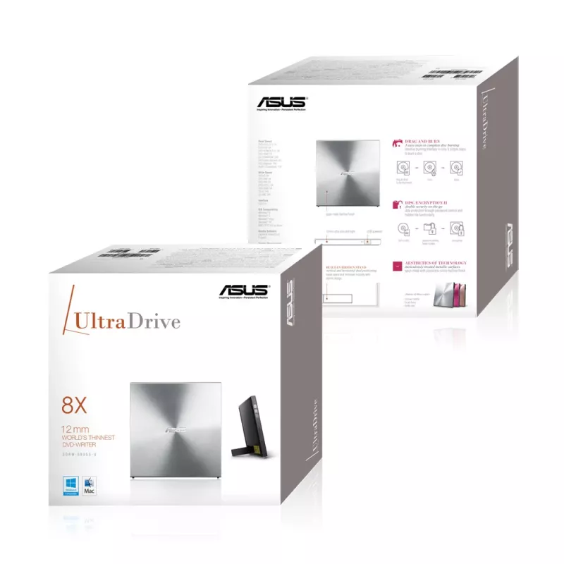 ASUS SDRW-08U5S-U išorinis DVD įrenginys DVD Super Multi DL Metallic