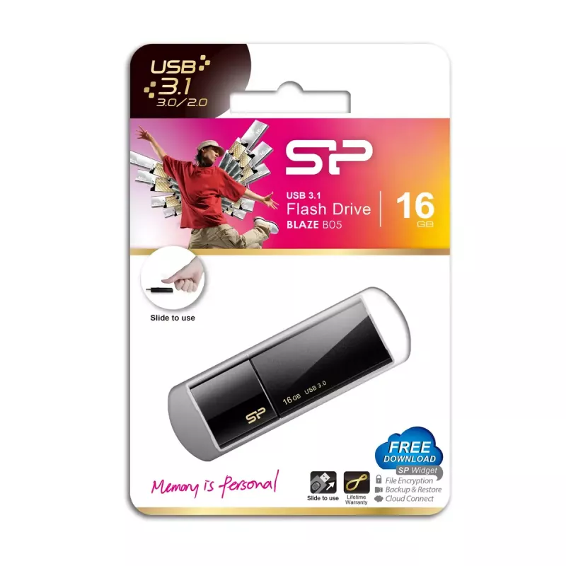 Silicon Power Blaze B05 USB raktas, 16 GB, USB 3.0, juodas
