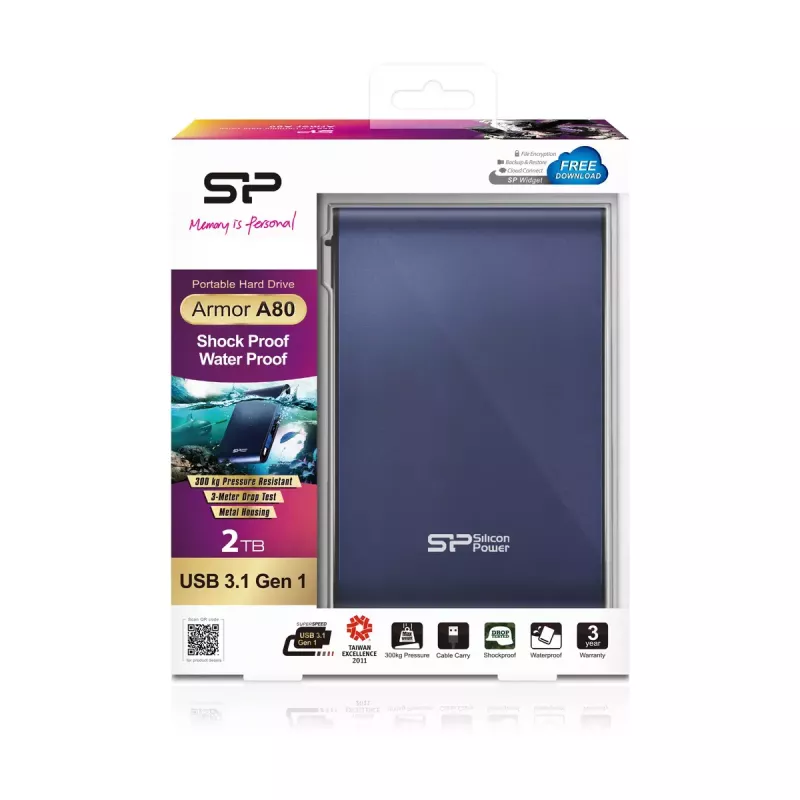 Išorinis kietasis diskas Silicon Power 2TB USB 3.2 Armor A80