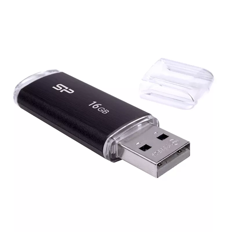 SILICON POWER Ultima U02 - 16GB USB atmintukas - USB 2.0 - Juodas (min. užsakymo kiekis: 30)