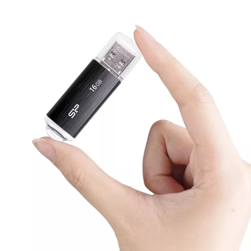 SILICON POWER Ultima U02 - 16GB USB atmintukas - USB 2.0 - Juodas (min. užsakymo kiekis: 30)