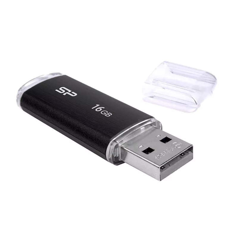 SILICON POWER Ultima U02 - 16GB USB atmintukas - USB 2.0 - Juodas (min. užsakymo kiekis: 30)