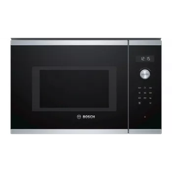 Įmontuojama mikrobangų krosnelė Bosch Serie 6 BFL554MS0 — 900 W, 25 L, sukamaisiais ir liečiamaisiais valdikliais, nerūdijantis plienas/juoda
