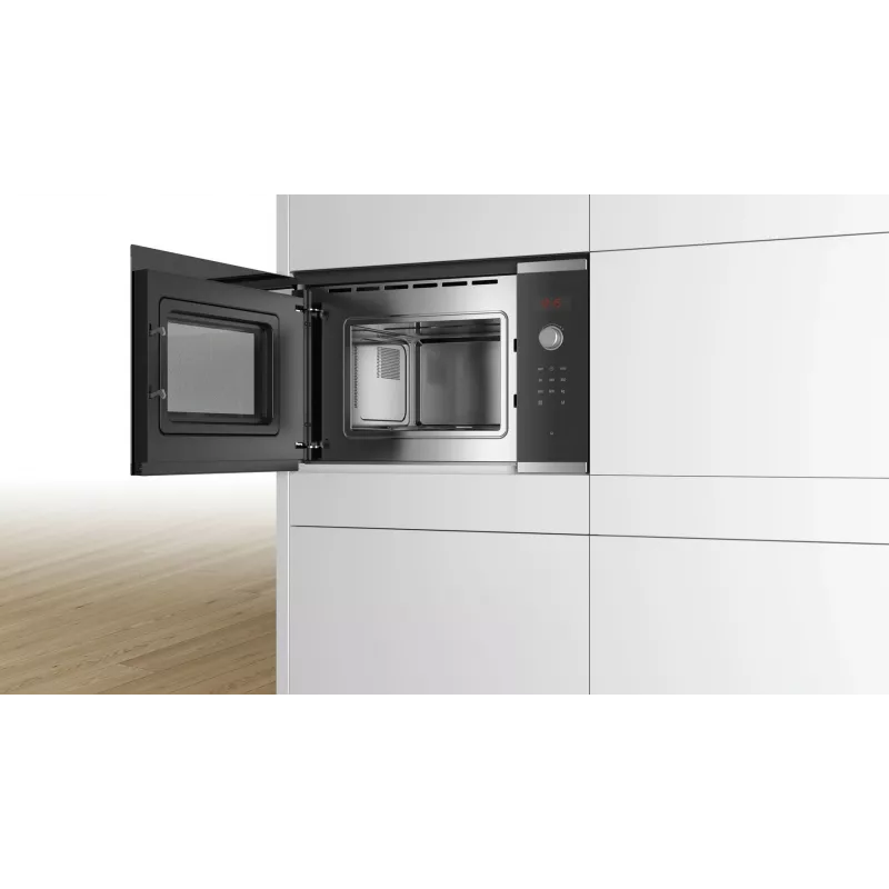Bosch Serie 4 BFL523MS0 įmontuojama mikrobangų krosnelė, 20 L, 800 W, juoda, nerūdijantis plienas