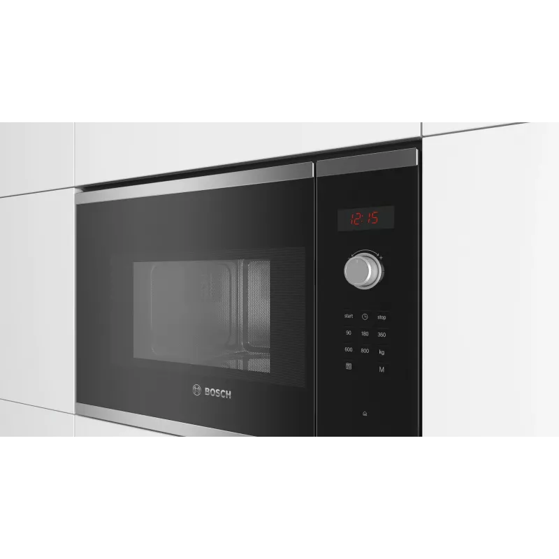 Bosch Serie 4 BFL523MS0 įmontuojama mikrobangų krosnelė, 20 L, 800 W, juoda, nerūdijantis plienas
