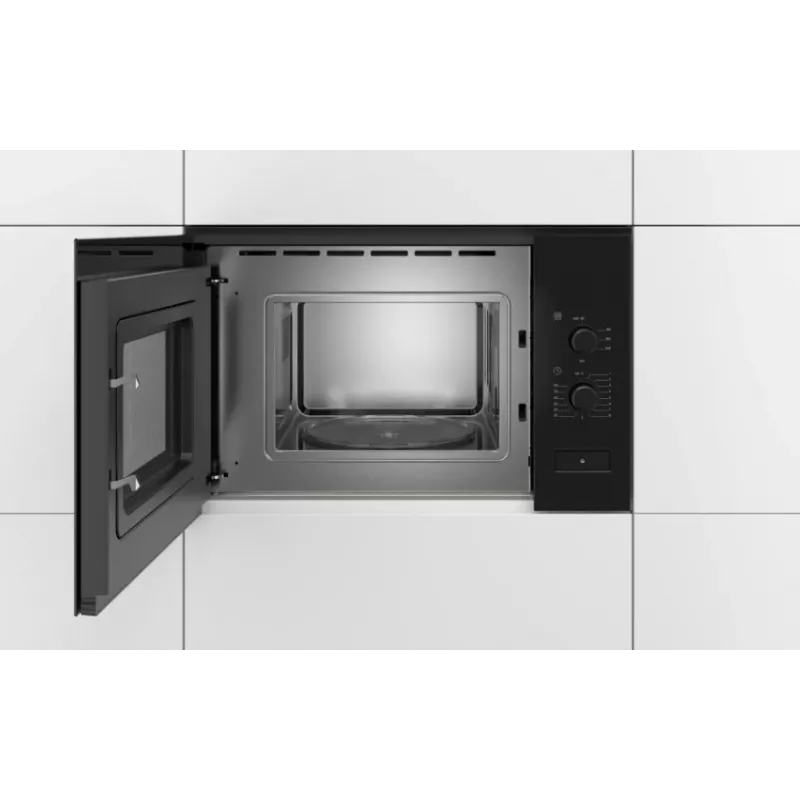 Įmontuojama mikrobangų krosnelė Bosch Serie 4 BFL520MB0 — 800 W, 20 L, sukamoji rankenėlė, juoda