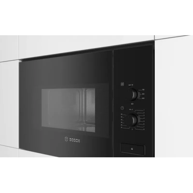 Įmontuojama mikrobangų krosnelė Bosch Serie 4 BFL520MB0 — 800 W, 20 L, sukamoji rankenėlė, juoda