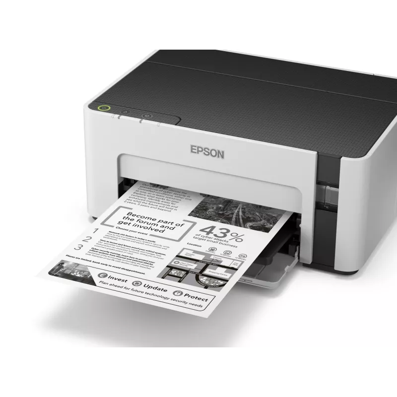 Spausdintuvas rašalinis Epson EcoTank ET‑M1100 — nespalvotas, A4, 32 ppm, 1440×720 dpi, integruota rašalo talpa, USB 2.0, pilka/juoda