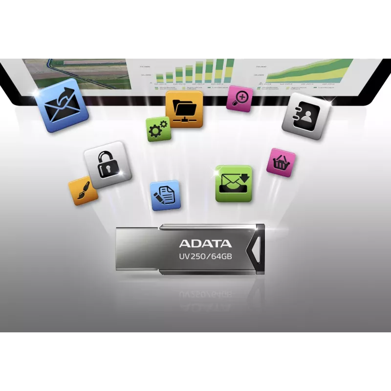ADATA UV250 USB atmintukas 16 GB USB Type-A 2.0 Sidabrinis