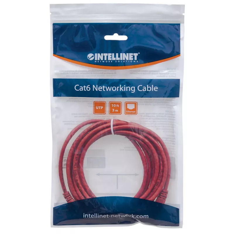 Goobay tinklo laidas Cat5e, 3 m, raudonas, CCA, U/UTP, PVC, RJ45, auksuoti kontaktai, apsauga nuo užkliuvimo, su batais, visą gyvenimą galiojanti garantija