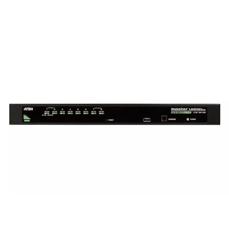 ATEN 8 prievadų USB-PS/2 VGA KVM jungiklis, 2048 x 1536 pikselių, QXGA, montuojamas į stelažą, 5 W, 1U, juodas