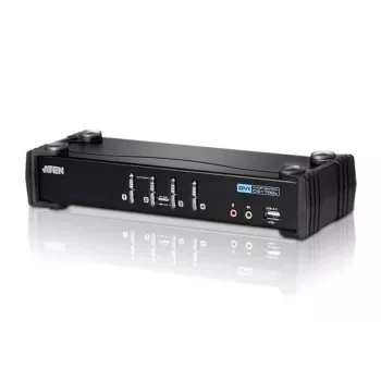 ATEN 4 prievadų USB DVI KVM jungiklis su garsu ir USB 2.0 šakotuvu (įskaitant KVM kabelius)
