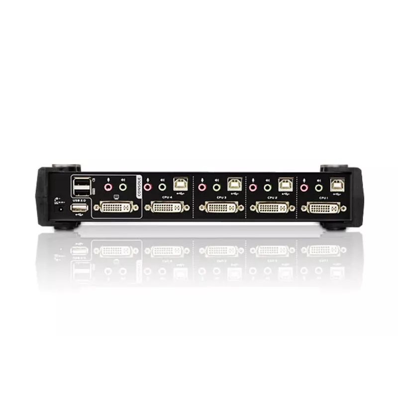 ATEN 4 prievadų USB DVI KVM jungiklis su garsu ir USB 2.0 šakotuvu (įskaitant KVM kabelius)