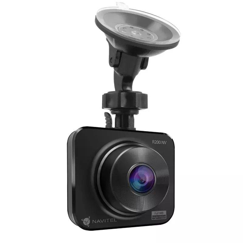 Vaizdo registratorius Navitel R200 NV – Full HD 1920×1080, 140° kampas, 2 colių ekranas, MicroSD iki 64 GB, baterija ir automobilinis maitinimas