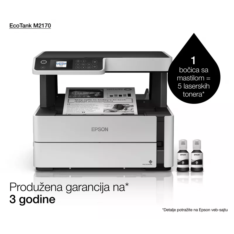 Epson EcoTank M2170 daugiafunkcis spausdintuvas (rašalinis, A4, 1200x2400 DPI, 39 ppm, Wi-Fi)