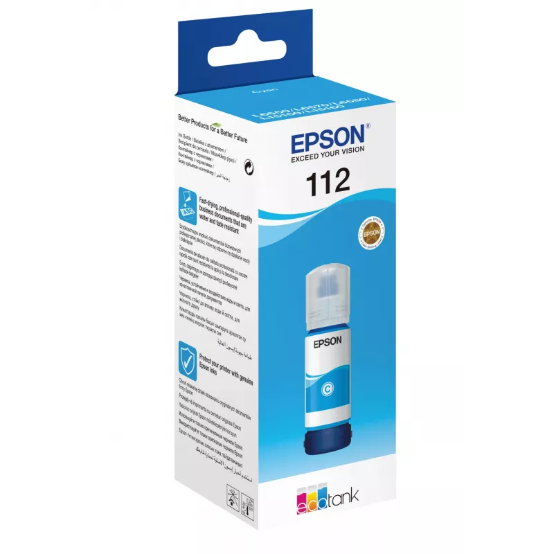 Rašalo buteliukas Epson 112 EcoTank Pigment Cyan (C13T06C24A)