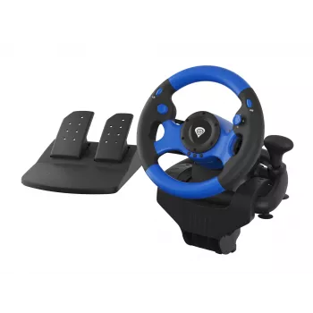GENESIS Seaborg 350 Juodas, Mėlynas USB Vairas su Pedalais, Nintendo Switch, PC, PlayStation 4, PlayStation 3, Xbox 360, Xbox One, Xbox Series S, Xbox Series X
