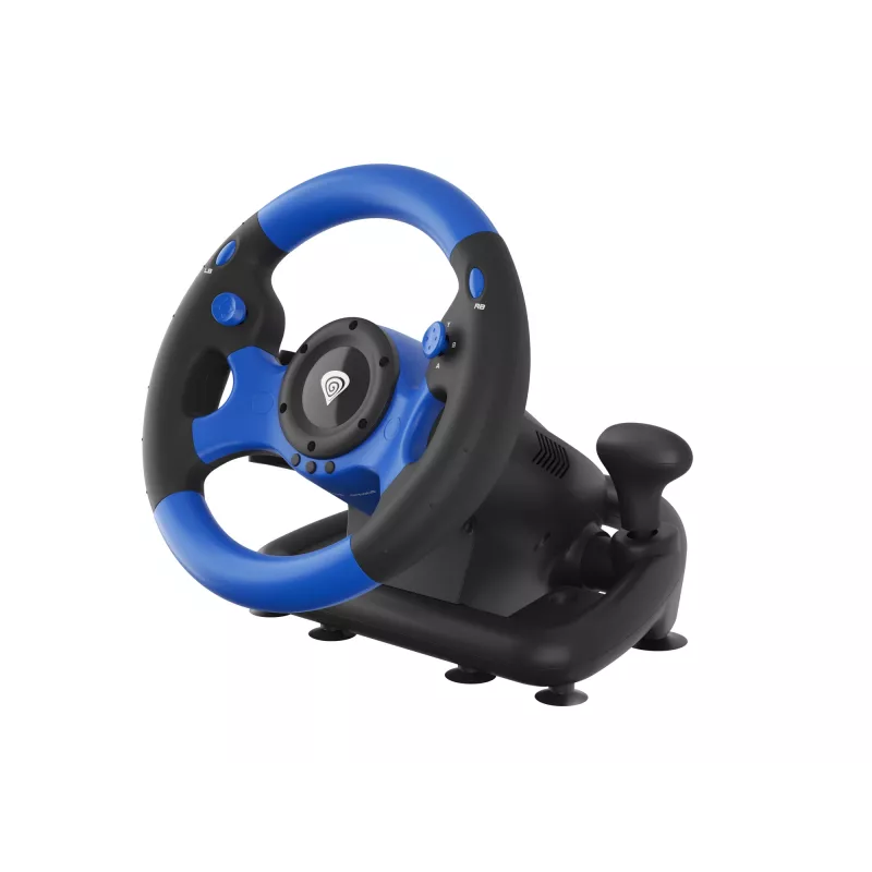GENESIS Seaborg 350 Juodas, Mėlynas USB Vairas su Pedalais, Nintendo Switch, PC, PlayStation 4, PlayStation 3, Xbox 360, Xbox One, Xbox Series S, Xbox Series X