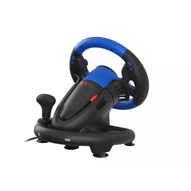 GENESIS Seaborg 350 Juodas, Mėlynas USB Vairas su Pedalais, Nintendo Switch, PC, PlayStation 4, PlayStation 3, Xbox 360, Xbox One, Xbox Series S, Xbox Series X