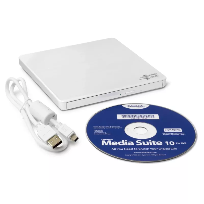 HITACHI-LG DATA STORAGE Slim nešiojamas DVD-rašytuvas GP60NW60 USB 2.0 baltas