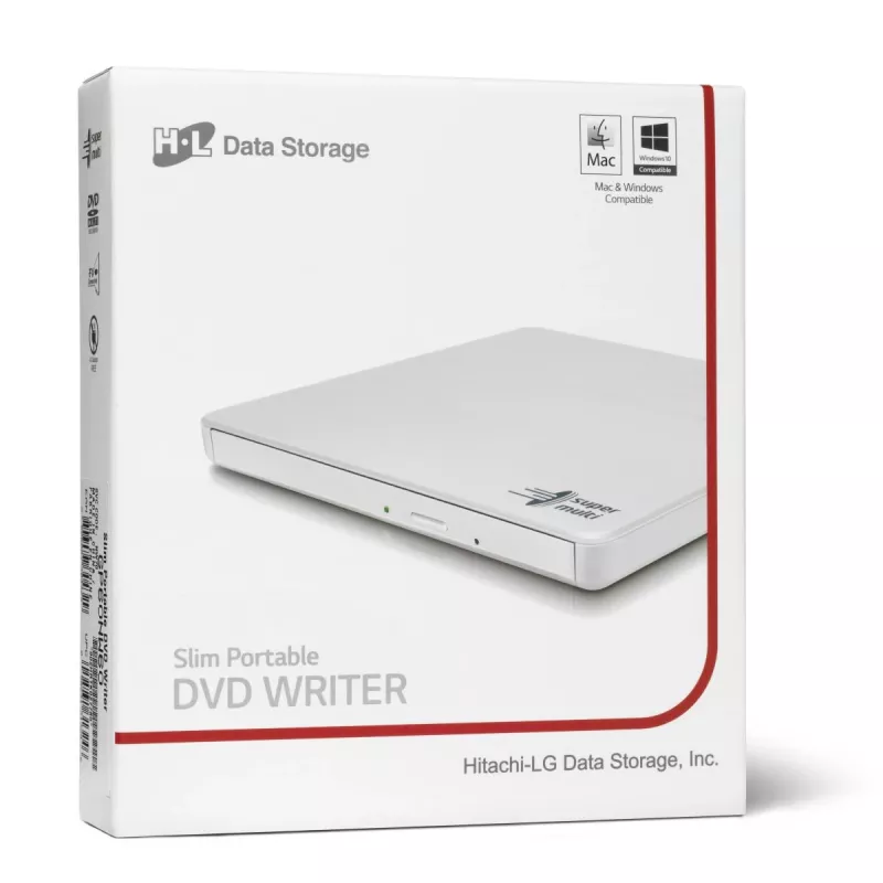 HITACHI-LG DATA STORAGE Slim nešiojamas DVD-rašytuvas GP60NW60 USB 2.0 baltas